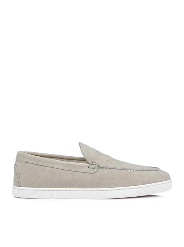 CHRISTIAN LOUBOUTIN Varsiboat Loafers In Grey Suede In Goose Product Image