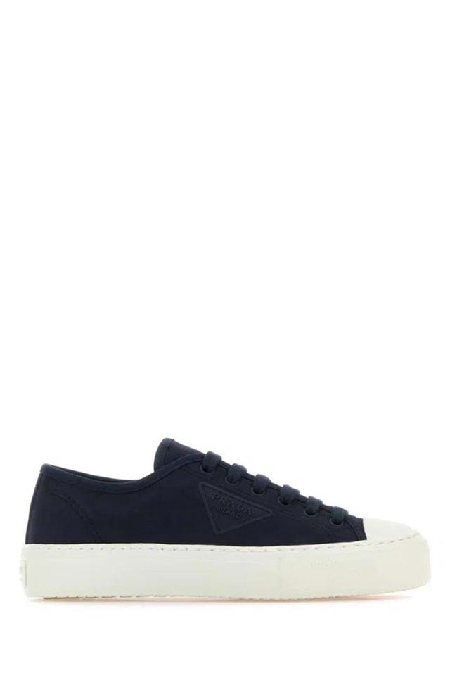 PRADA Navy Blue Fabric Sneakers Product Image