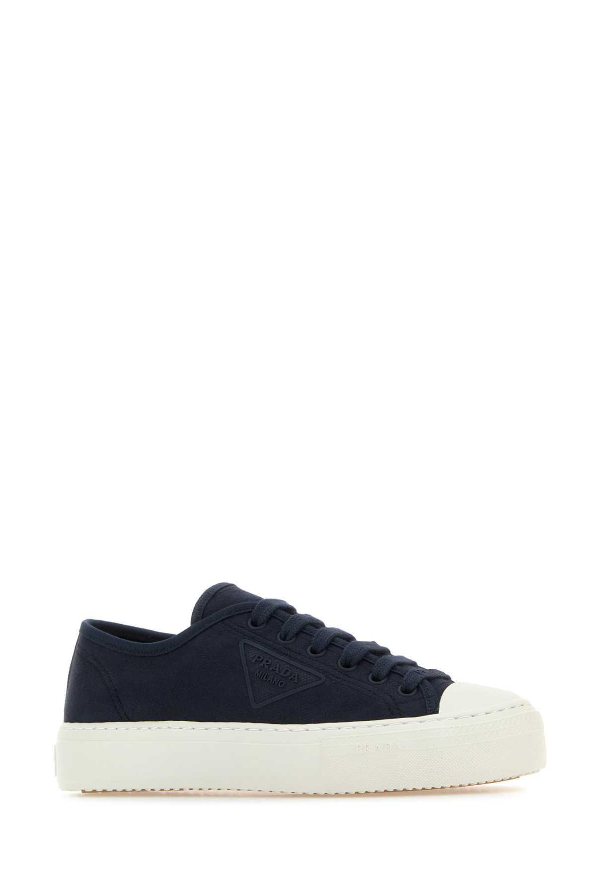 PRADA Navy Blue Fabric Sneakers Product Image