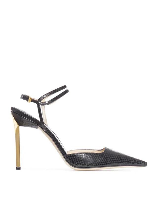 TOM FORD Glossy Stamped Python Slingback In Black Product Image