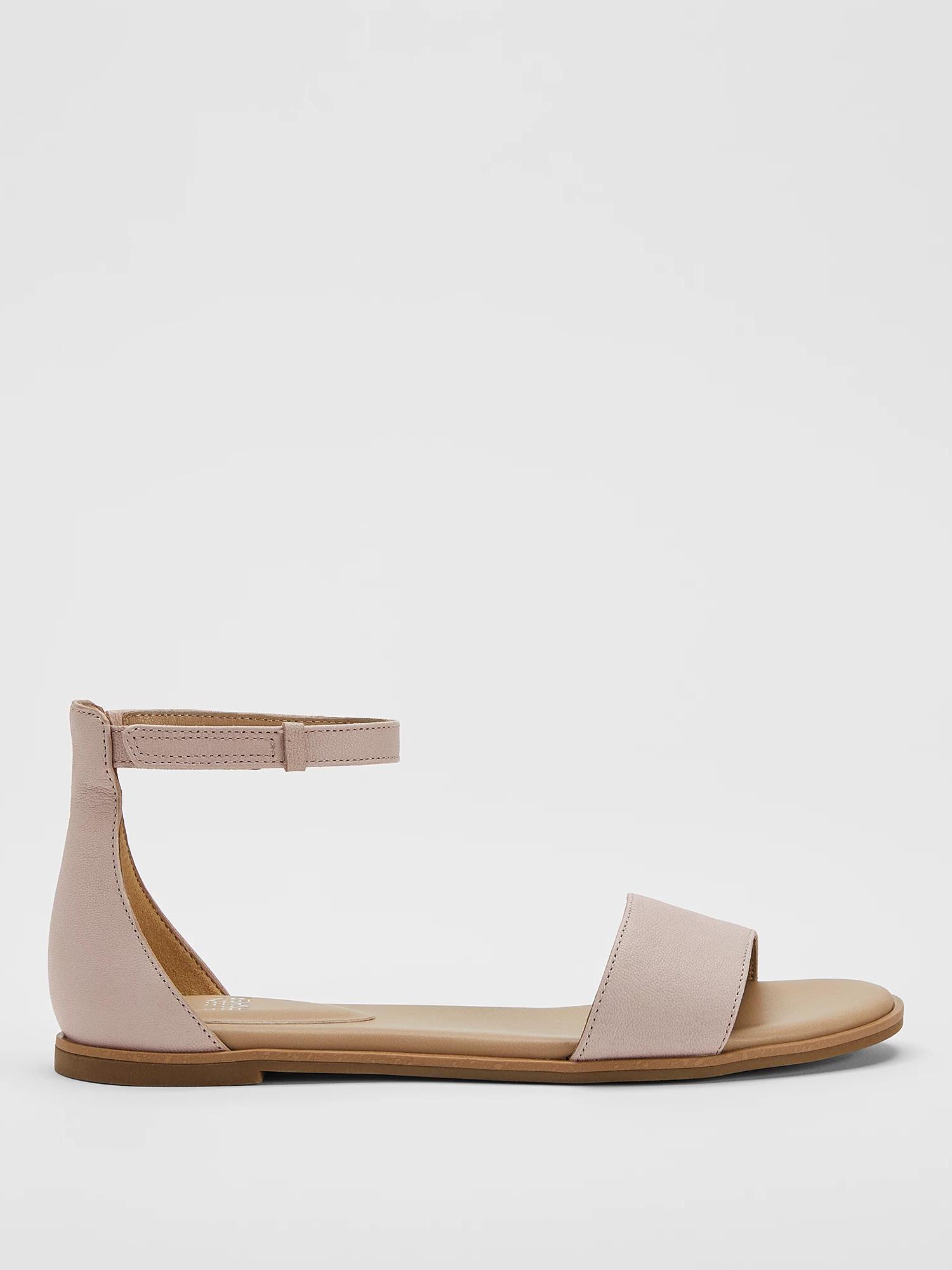 EILEEN FISHER Razz Tumbled Leather Ankle-Strap Sandalfemale Product Image