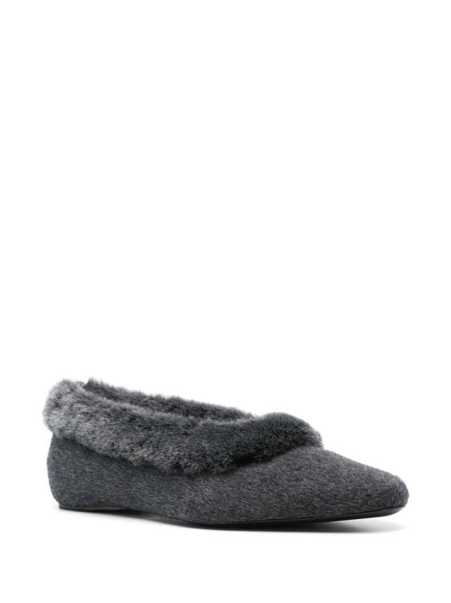 TOTÊME Shearling-edge Flannel Ballerinas Dark Grey Melange Product Image