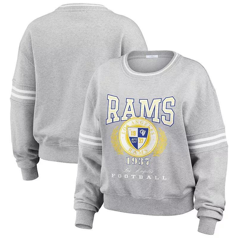 Womens WEAR by Erin Andrews Heather Gray Los Angeles Rams Cropped Pullover Sweatshirt product image