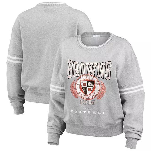 Womens WEAR by Erin Andrews Heather Gray Cleveland Browns Pullover Sweatshirt Product Image