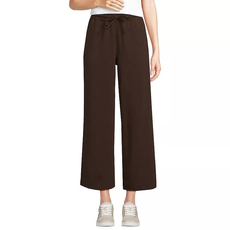 Petite Lands End Sport Pull-On Drawstring Wide Leg Crop Pants, Womens Product Image