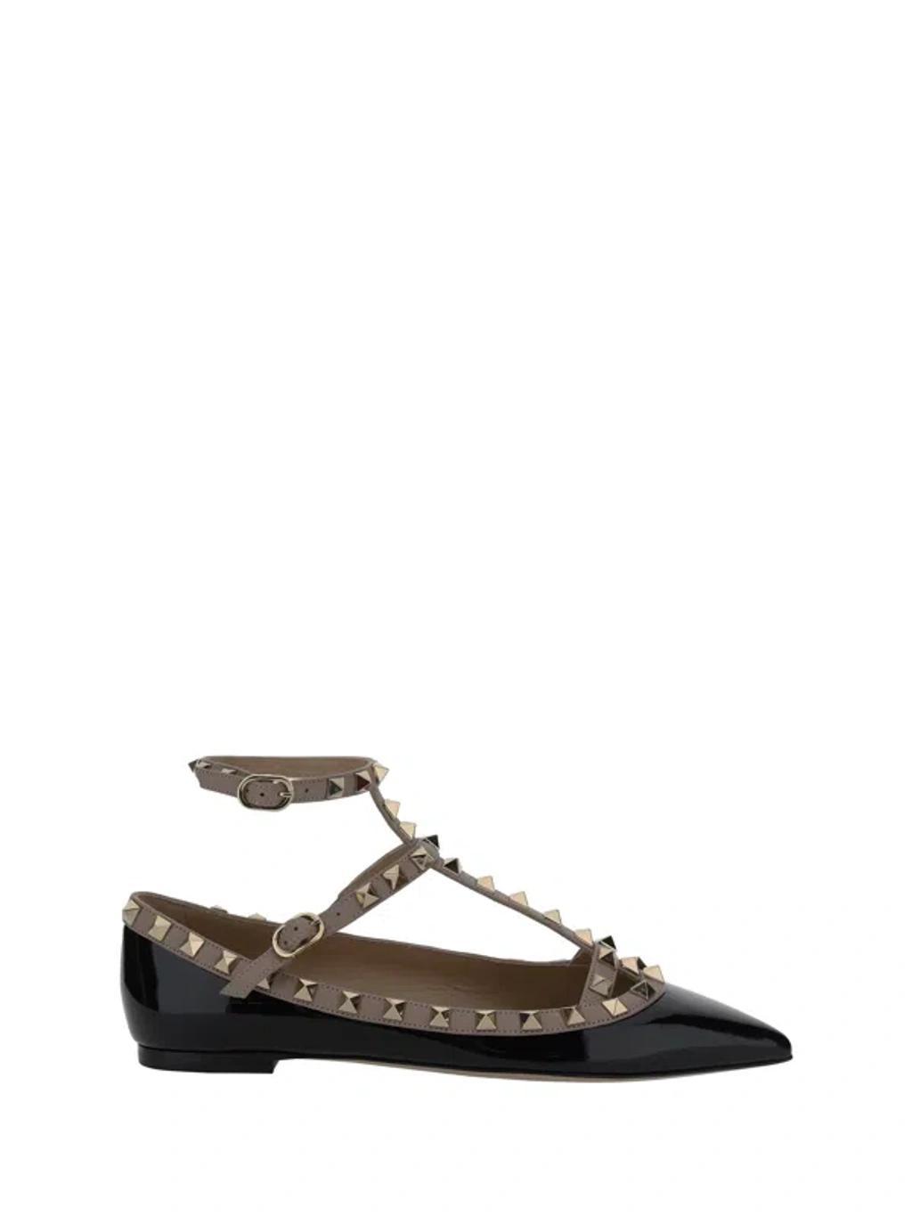 VALENTINO GARAVANI Rockstud Strapped Ballerina Flats In Multicolor Product Image