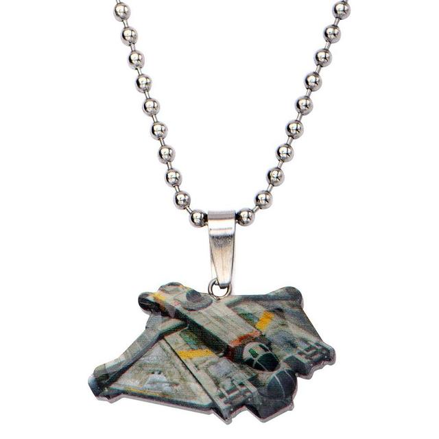 Mens Boys Star Wars Ghost Ship Cut Out Stainless Steel Pendant (18), Silver/Silver Product Image