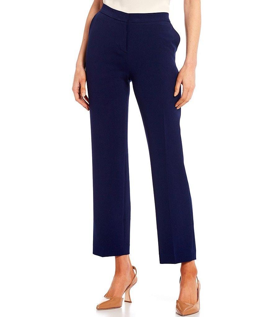 Kasper Flat Front Elastic Back Wide Leg Ankle Pants Product Image