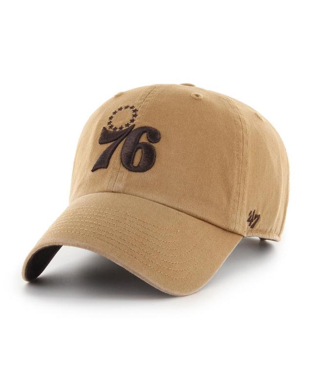 47 Brand Mens Tan Philadelphia 76ers Ballpark Clean Up Adjustable Hat Product Image