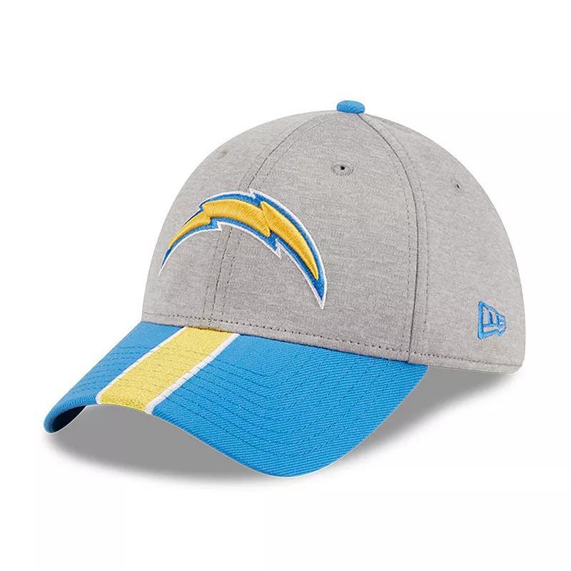 Mens New Era Heather Gray/Powder Blue Los Angeles Chargers Striped 39THIRTY Flex Hat Product Image