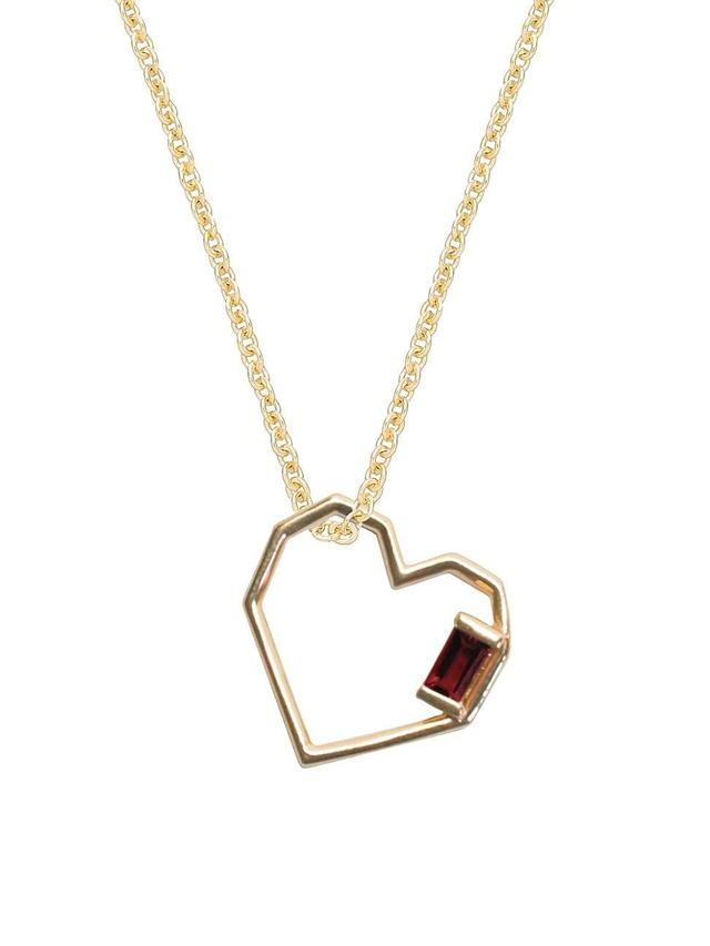 Womens Pura Corazon Goldtone & Garnet Pendant Necklace Product Image