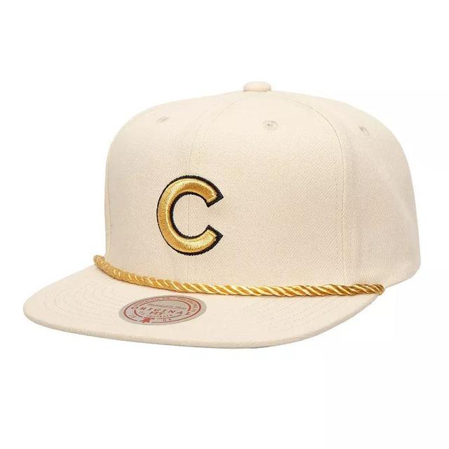 Mens Mitchell & Ness Cream Chicago Cubs Golden Ivory Snapback Hat Product Image