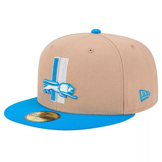 Mens New Era Tan Detroit Lions Throwback Logo Main 59FIFTY Fitted Hat Product Image