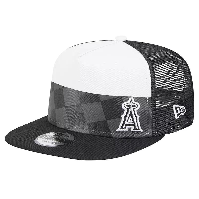 Mens New Era Los Angeles Angels Checkmate Trucker 9FIFTY Snapback Hat Product Image