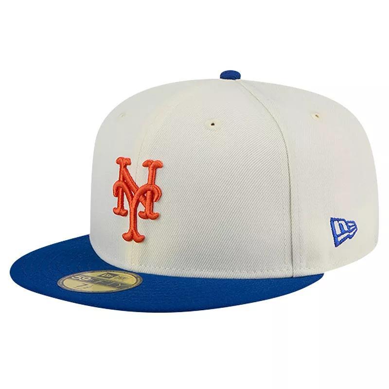 Mens New Era Cream New York Mets Evergreen Chrome 59FIFTY Fitted Hat Product Image