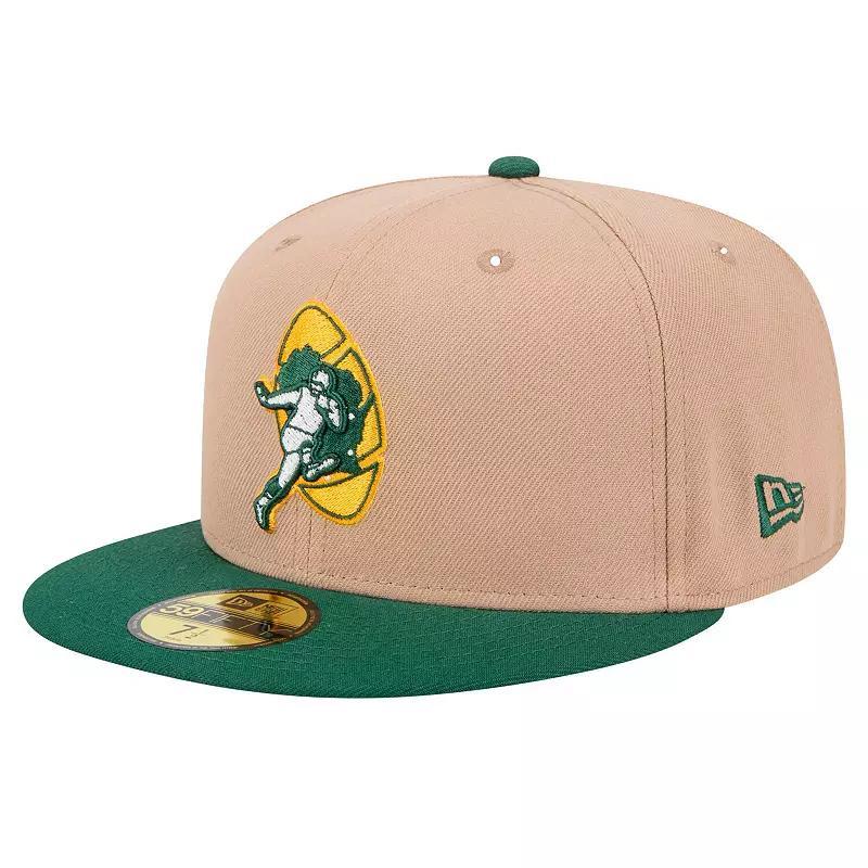 Mens New Era Tan Green Bay Packers Throwback Logo Main 59FIFTY Fitted Hat Product Image