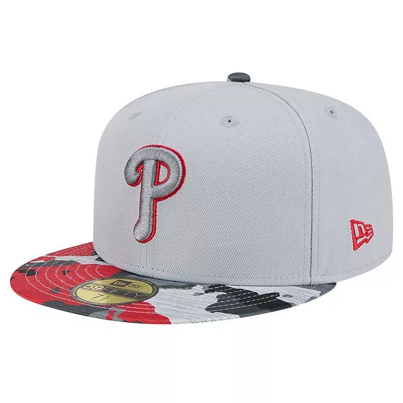 New Era Mens Gray Philadelphia Phillies Active Team Camo 59FIFTY Fitted Hat Product Image