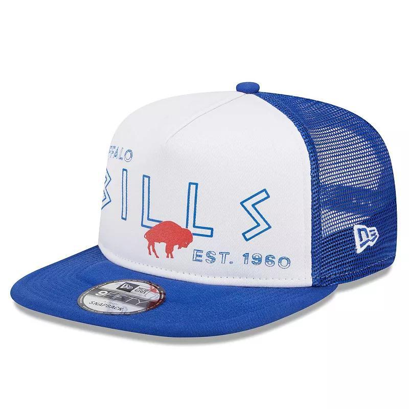 Mens New Era White Buffalo Bills Gridiron Classics Banger 9FIFTY Trucker Snapback Hat - White Product Image