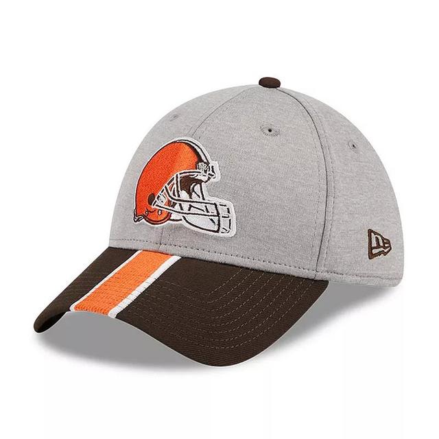 Mens New Era Heather Gray/Brown Cleveland Browns Striped 39THIRTY Flex Hat Product Image