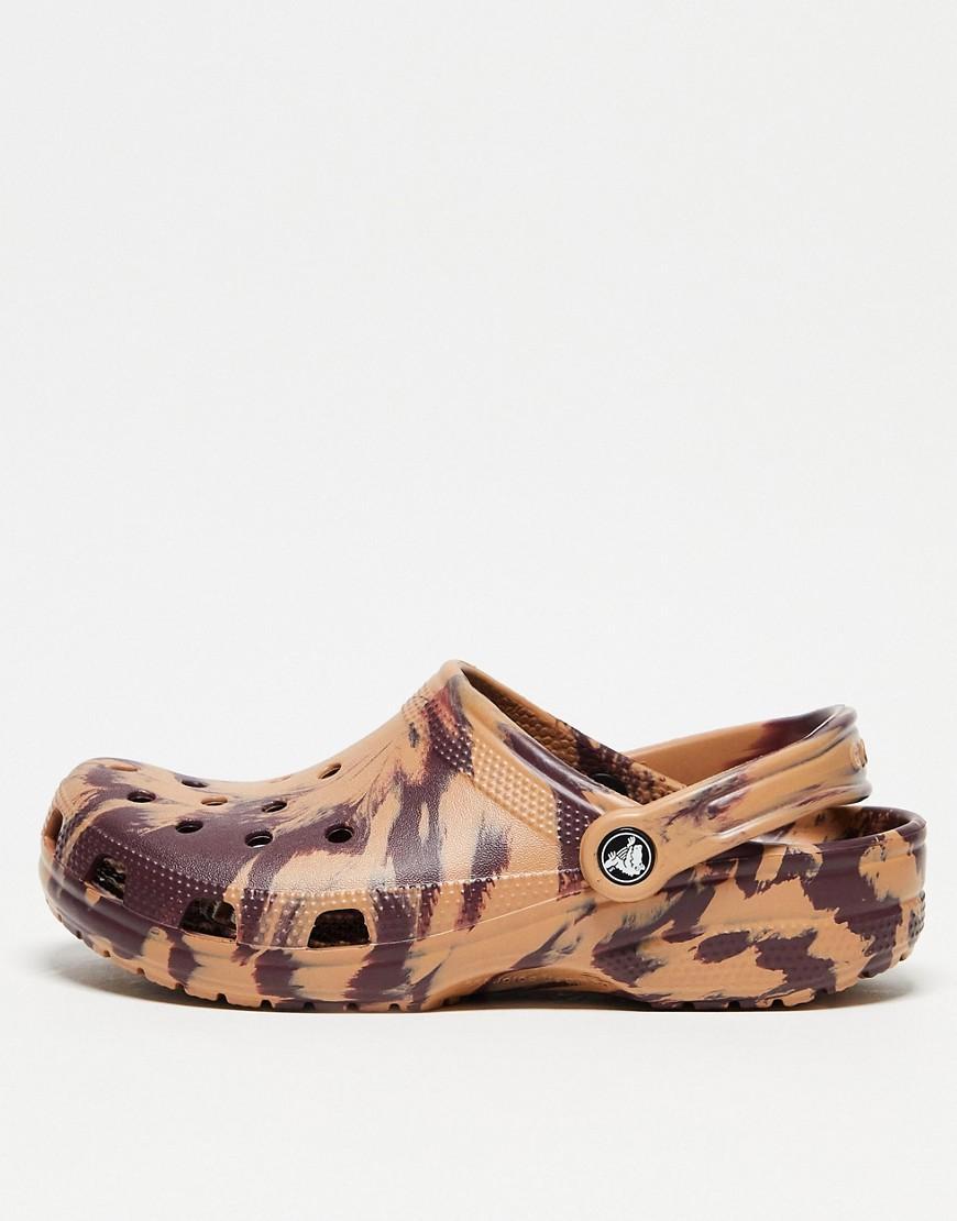 Crocs Classic Marbled Tie-Dye Clog (Cork/Multi) Shoes Product Image