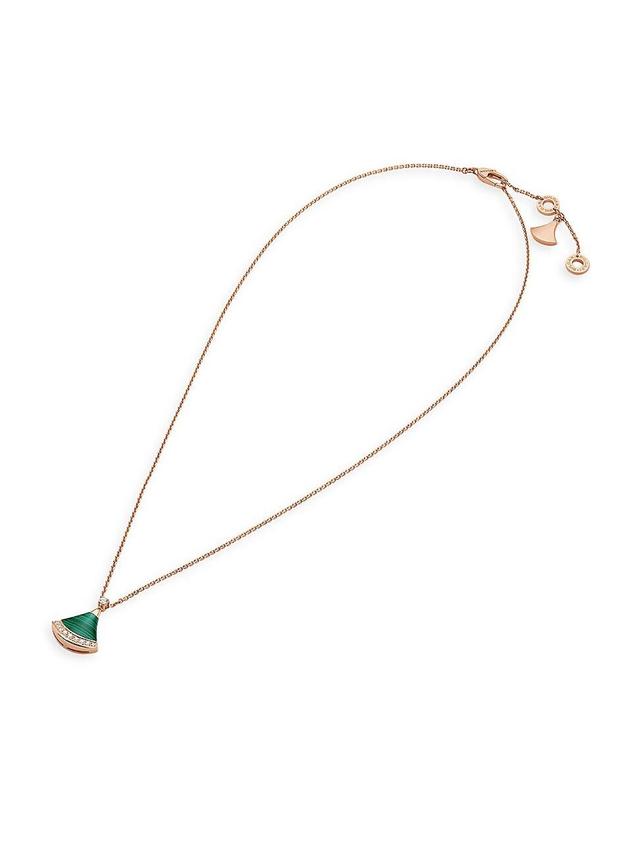 Womens Divas Dream 18K Rose Gold, Malachite & 0.13 TCW Diamond Pendant Necklace Product Image