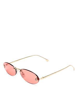 Fendi Embellished FF Oval Metal Sunglasses  - SHINY ENDURA GOLD Product Image