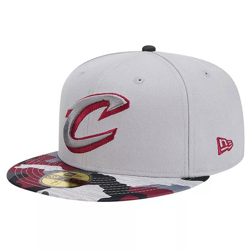 Mens New Era Gray Cleveland Cavaliers Active Color Camo Visor 59FIFTY Fitted Hat Product Image