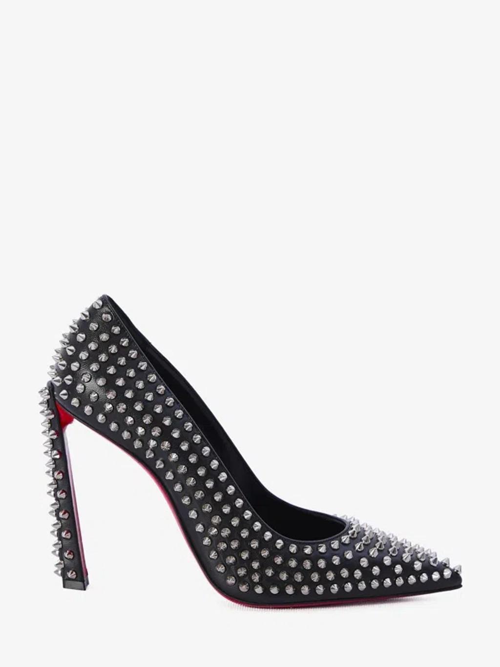 CHRISTIAN LOUBOUTIN Condora Spikes Leather Pumps 100 In Black/lin Black Product Image