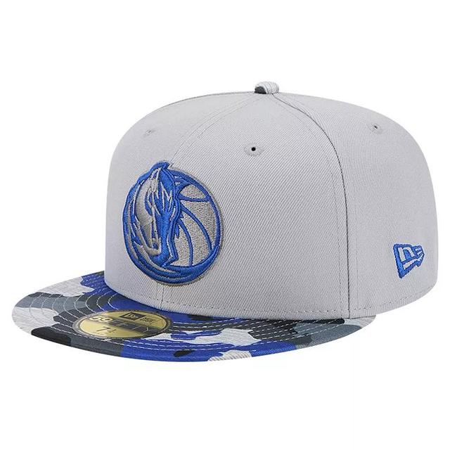 Mens New Era Gray Dallas Mavericks Active Color Camo Visor 59FIFTY Fitted Hat Product Image