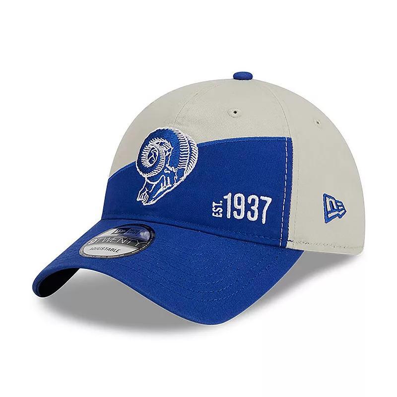 Mens New Era Cream/Royal Los Angeles Rams 2023 Sideline Historic 9TWENTY Adjustable Hat Product Image