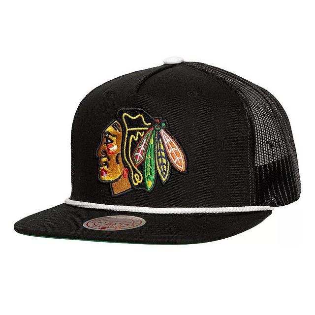 Mens Mitchell & Ness Chicago hawks Roper Trucker Snapback Hat Product Image