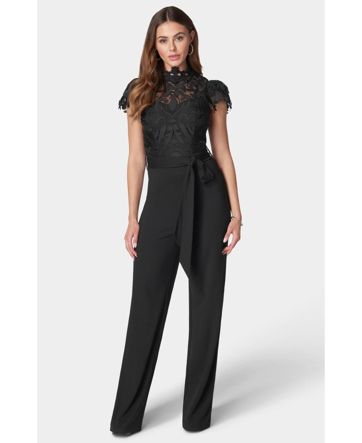 bebe Womens Lace High Neck Jumpsuit Product Image