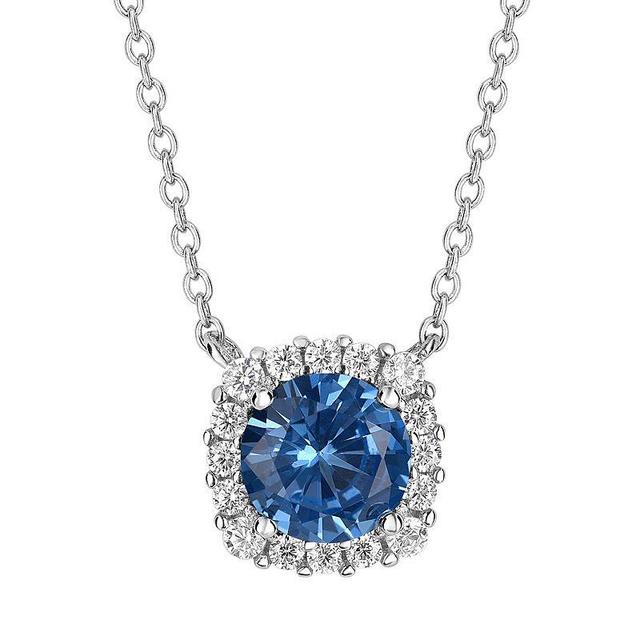 PRIMROSE Sterling Silver Cubic Zirconia Halo Pendant Necklace, Womens December Product Image