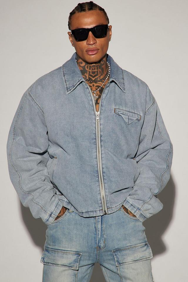 Don't Concern You Padded Cropped Jacket - Light Blue Product Image