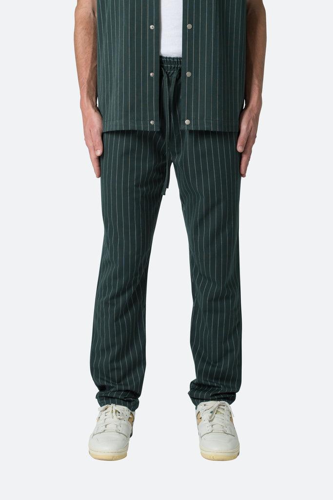 Pinstripe Drawcord Pants - Green Product Image