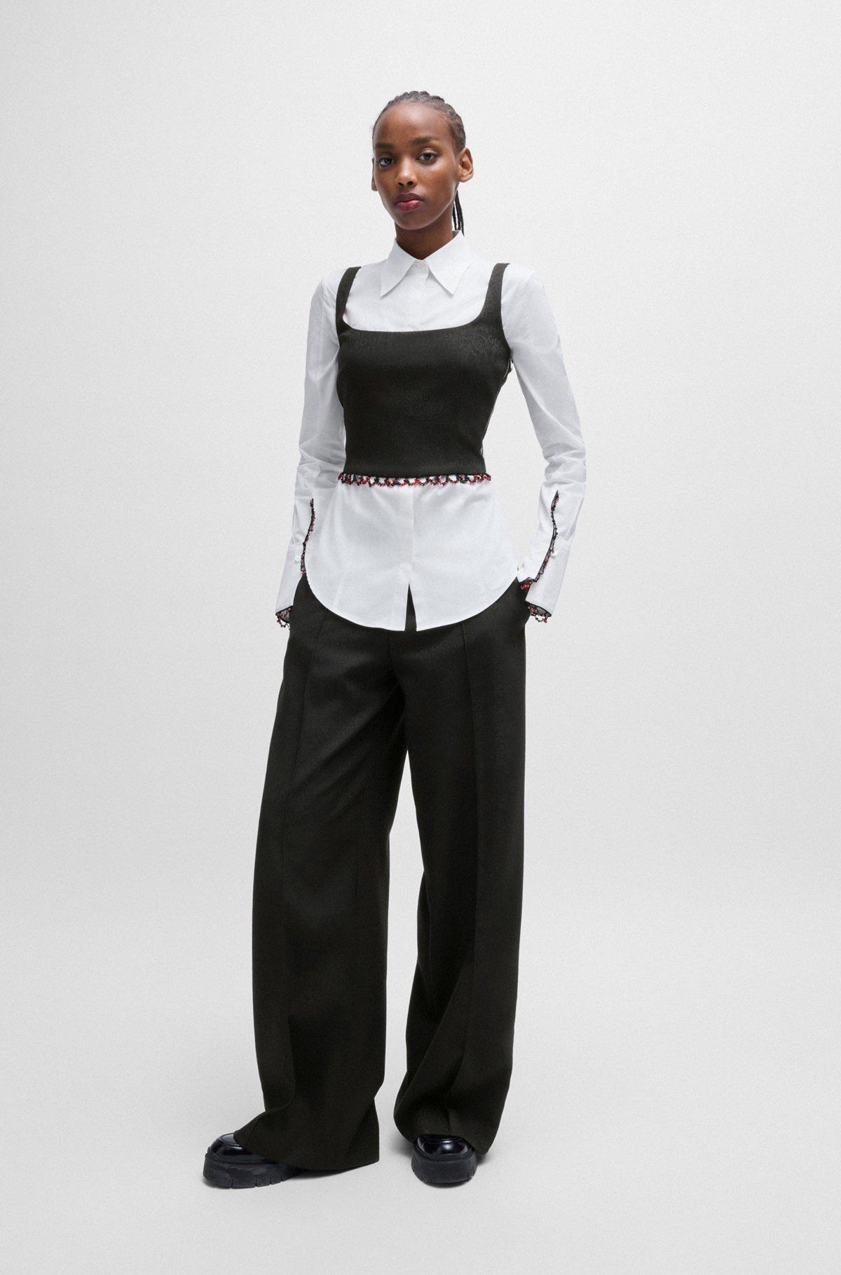 HUGO x Les Benjamins slim-fit blouse with beaded trims Product Image