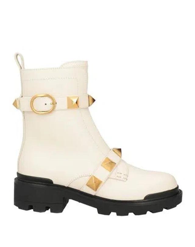 VALENTINO GARAVANI Woman Ankle Boots Cream Size 8 Leather In White Product Image