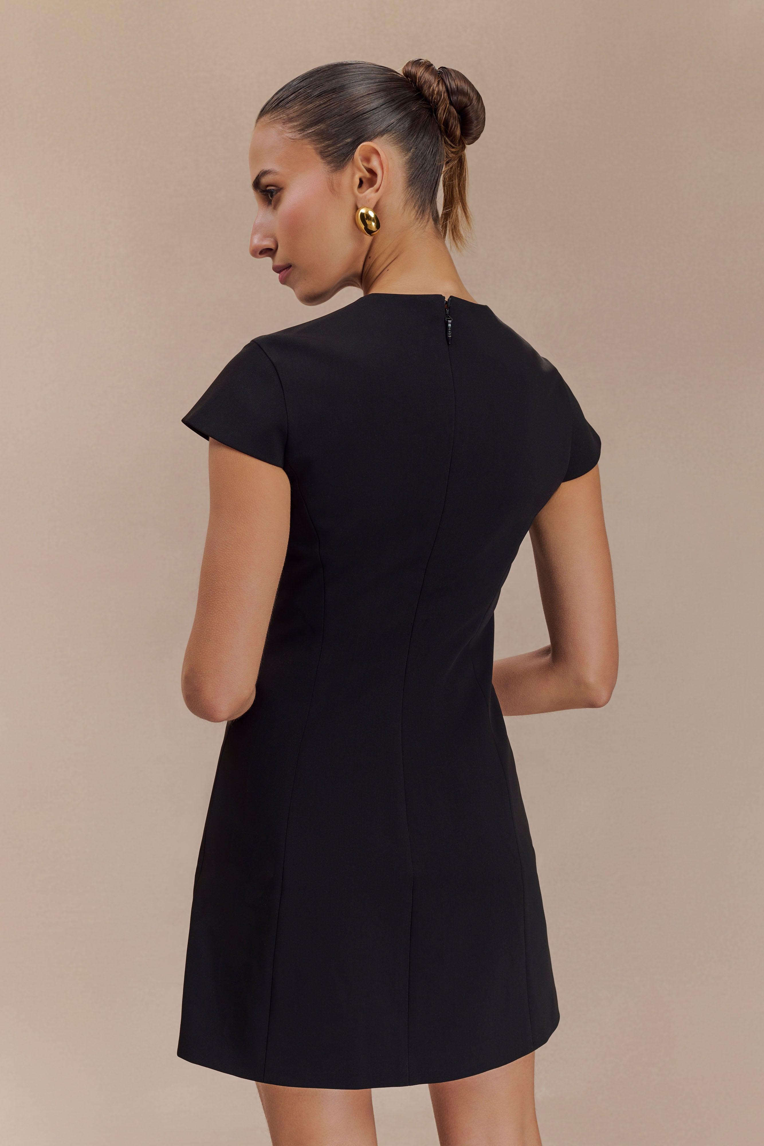 Remi Suiting Mini Dress With Floral Hardware - Black Product Image