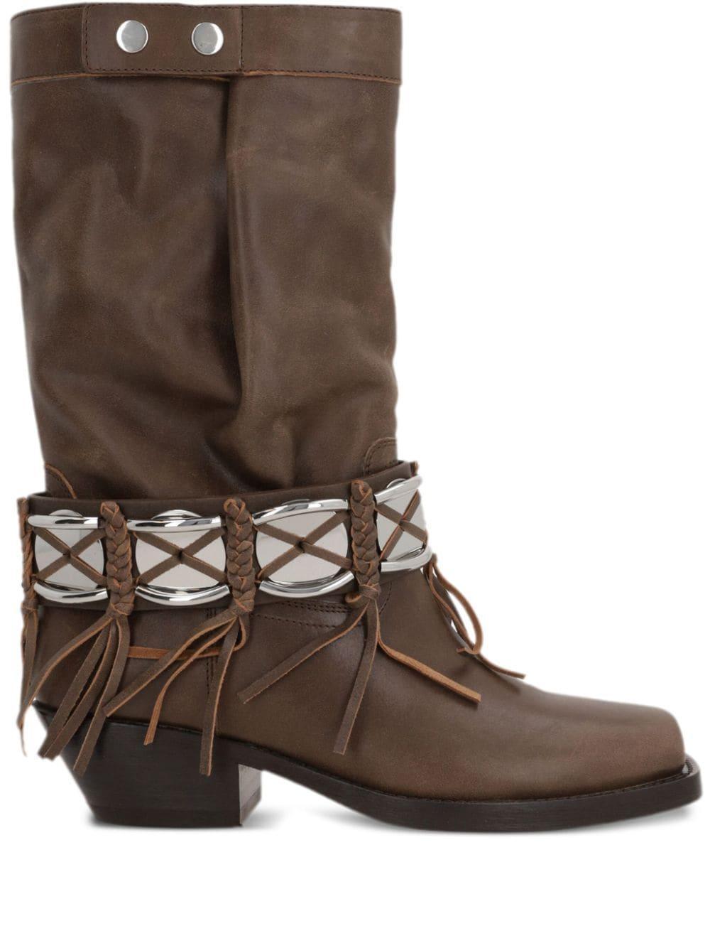 Ademe Fringed Ankle Boots In Braun Product Image