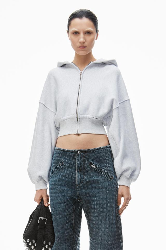 Cropped Zip Up Hoodie In Classic Cotton Terry Product Image