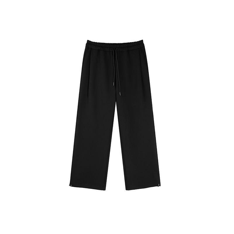 Drawstring Waist Plain Loose Fit Pants Product Image