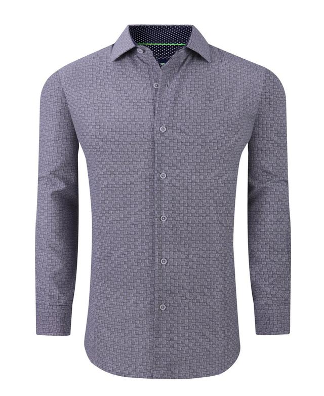 Tom Baine Mens Slim Fit Performance Long Sleeve Geometric Button Down Shirt Product Image