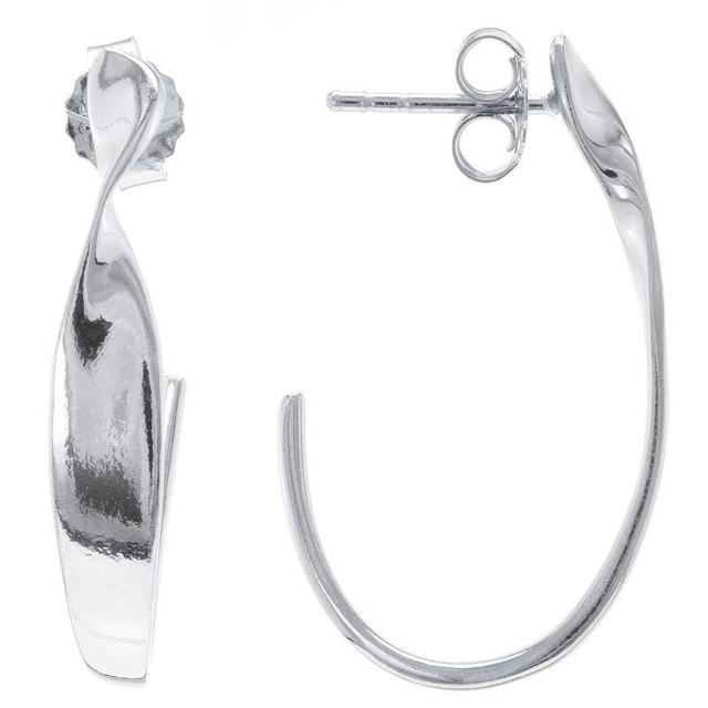 Judy Crowell Sterling Silver High Polish Open Twist C-Hoop Earrings, Womens Product Image