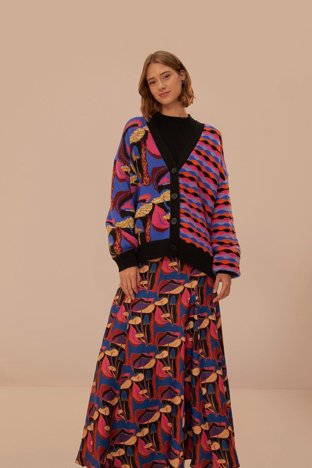 Wild Mushrooms Black Maxi Skirt Product Image