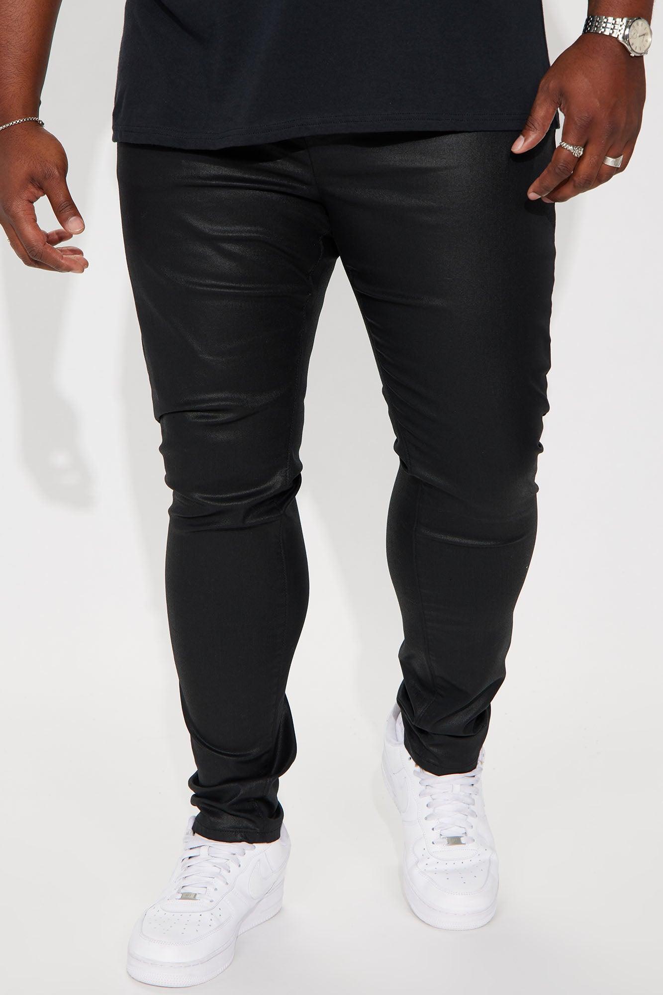 What's Poppin Coated Stacked Skinny Pants - Black Product Image