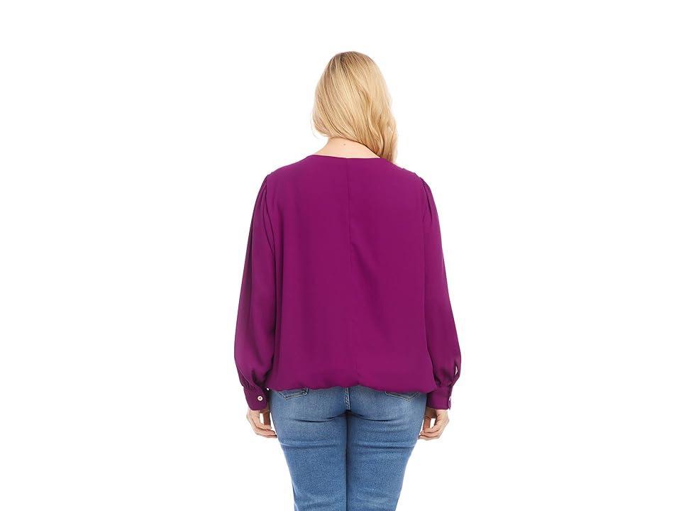 Karen Kane Balloon Sleeve V-Neck Crepe Blouse Product Image