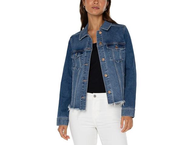 Liverpool Los Angeles Trucker Jacket with Fray Hem Stretch Denim (Mclean) Women's Jacket Product Image