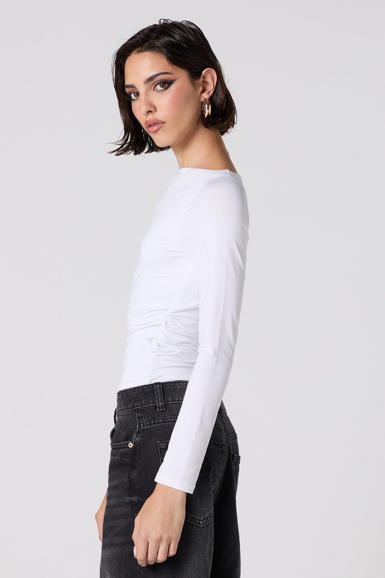 Contour Boat Neck Ruched Long Sleeve Top Female Product Image