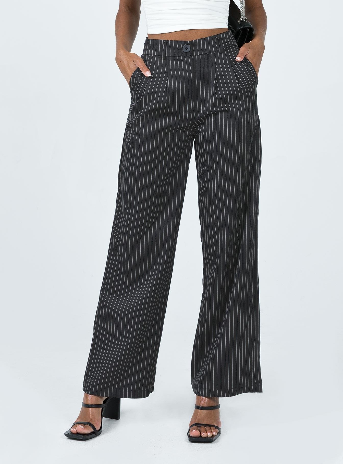 Archer Pants Pinstripe Black Product Image