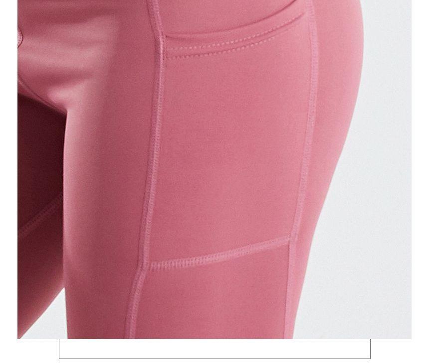 High Waist Plain Cropped Yoga Pants Product Image